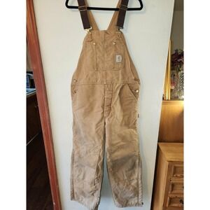 VTG Carhartt Brown Double Knee Insulated Bib Overalls 38×30 CLEAN